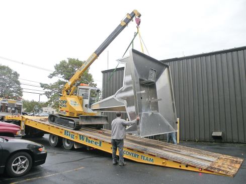 Once the spire was trucked to the site, setting it in place with a crane took only about 4 hours.