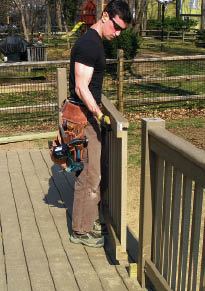 Figure 12. With a 3 1/2-inch toe space, you can rest the rail on 2x4 blocks for support while fastening it.