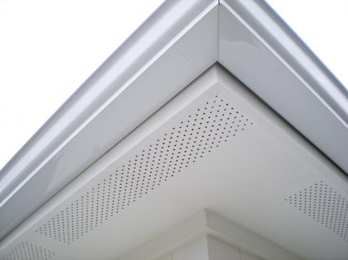 Hardie fiber-cement soffit panels are available in both vented and nonvented configurations.