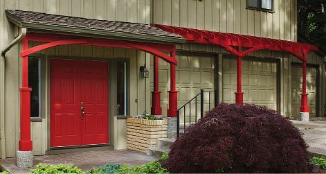 Custom sheet metal caps on the framing help prevent rot in this design by Kirk Design and Construction, Corvallis, Ore.