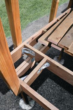 Railing posts generate tremendous leverage, and lateral attachment anchors can help transfer that force to the floor framing safely.