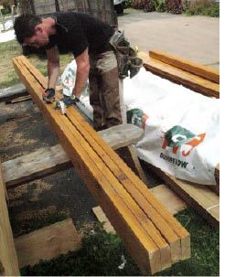 It’s a lot easier to lay out the rafter locations when the girder stock is still on the ground.