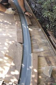 Figure 4. With proper heating equipment, bending composite decking is possible, but demanding.