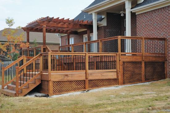 The final landscaping is often not in place when the author takes photos of a finished deck.