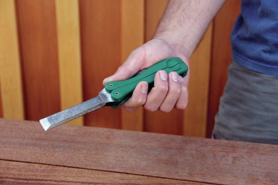 I used to avoid putting sharp chisels into my bag or workwear pockets for fear they would cut up my gear or rub up against something and get dull. That won’t happen with Pocket Chisels because the handles fold to cover the blade and unfold to reveal it. They’re inexpensive and can be used for fine work or as general-purpose beaters. They’re available in 1/4-inch increments between 1/4 and 1 inch wide. Web price: $18. 888.443.3748. fastcap.com.