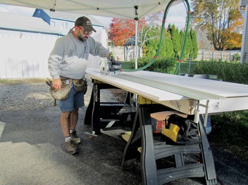 Instead of buying stock sizes, I rip all the parts from a sheet of 3/4-inch PVC using a track saw