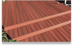 Figure 6. Universal Forest Products’ Latitudes Capricorn decking is made with a co-extrusion process that’s said to completely encase the wood fibers in plastic, making for a high resistance to stains.