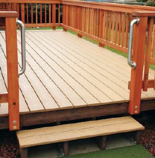 Figure 7. These short stairs don’t require guardrails or a handrail, but two stainless-steel grab bars were quickly installed to provide a stylish assist.