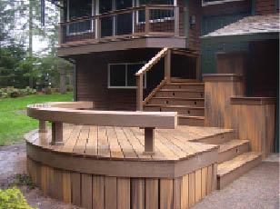 Figure 9. Planters fill an awkward space below the eaves and tie the deck to the ground.