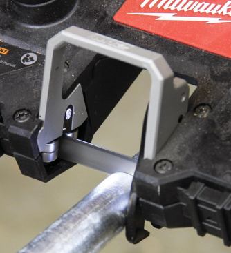 An LED lights the throat of the saw, which is large enough to cut 1 5/8-inch material.