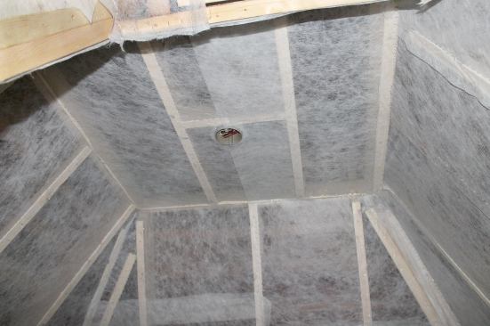 In complex areas, like the peak of this Queen Anne tower (below), netted dense-pack can be a cost-effective alternative to spray foam.