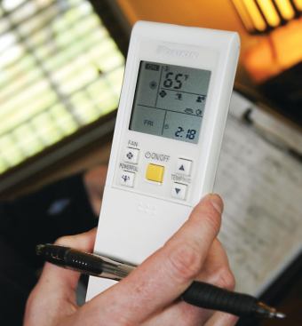 Unlike most hvac equipment, which cycles on and off as a thermostat calls for heating or cooling, inverter-driven ductless heat pumps ordinarily run continuously, adjusting their output as needed to maintain a constant indoor temperature. A remote supplied with each indoor unit controls temperature, blower speed, and the position of the vent louvers.
