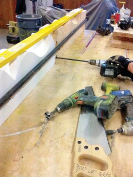 The new and old column sections were joined together with galvanized through-bolts and epoxy.