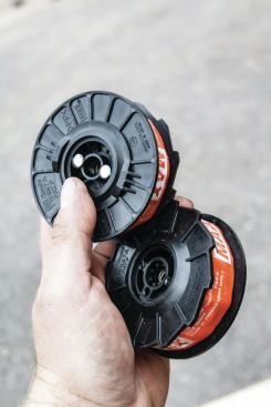 The wire is proprietary and comes in 82- and 312-foot rolls of bright, galvanized, or polyester-coated steel.
