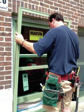 The fastest way to apply the exterior trim is to preassemble it and install it as a single unit.