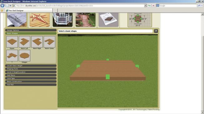 Deck dimensions, shapes, and features can then be manipulated on screen. 