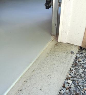 The pipe creates a gentle but durable transition from the apron to the floor inside.