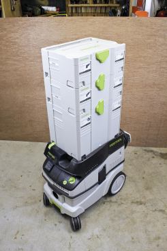 ABS plastic boxes can be stacked and latched together allowing several tools to be moved at once.
