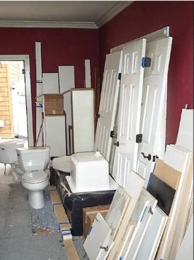 These salvageable materials from a water job have been dried and labeled and are awaiting transport back to the author’s warehouse for final cleaning and storage.