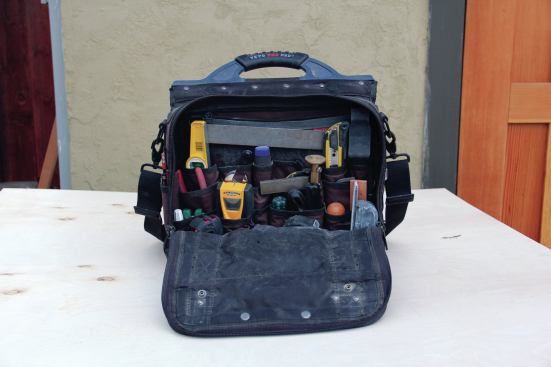 I keep my everyday tools in a Veto Pro Pac bag. I like it because it’s heavily constructed and has internal compartments that make it possible to stow everything in a particular spot. The bag’s small size forces me to be better organized, and its slim profile fits well in my vehicle. The heavy-duty shoulder strap allows me to sling it and free up a hand—which means fewer trips when loading and unloading. Web price: $200. 877.847.1443. vetopropac.com.