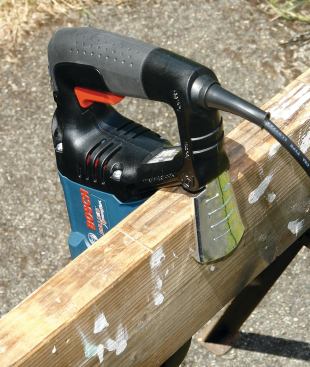 The fold-out hook is deep enough to grab a 2-by or 

an extension-ladder rung.