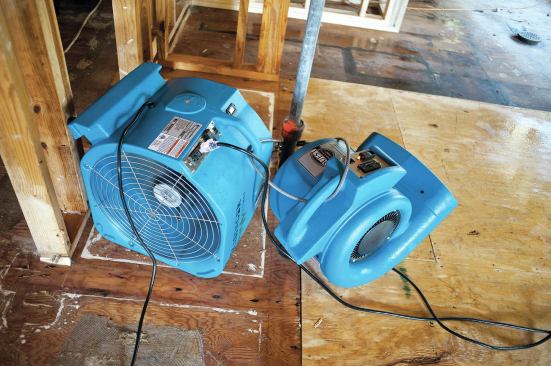 The two-speed Quest C1000 (right) uses 2.4/2.8 amps (low/high) to move 2,700 cfm. The Quest A3000 box fan (left) operates in the same range, but its airflow is more diffuse. Because this equipment will get abused in the truck and on the site, I look for a durable molded plastic shell. Good commercial-grade fans start at about $300, and I own mine because I use them in a variety of situations (such as drying drywall mud). But they can also be rented from many of the national and local rental companies at a cost of about $10 per day or $150 per month.