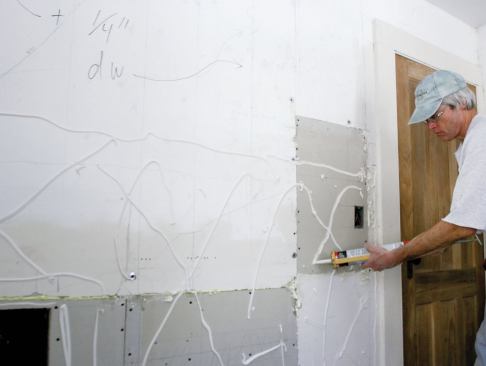 To ensure a permanent bond, use both constructive adhesive and screws to fasten the thinner material.