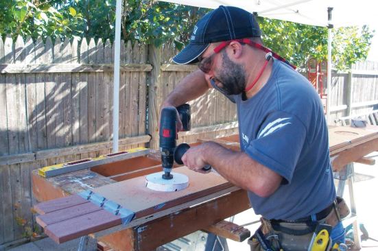 A hole saw made quick and clean work of the cut.