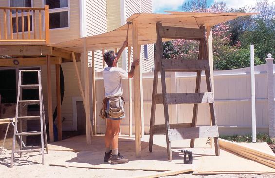 He then supports the upper template on temporary posts at deck height.