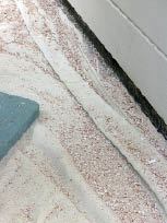 A vacuum can be attached to the tool to collect fine dust, but many of the larger chips will escape and fall to the ground, where they can — and should — be collected on a drop cloth.