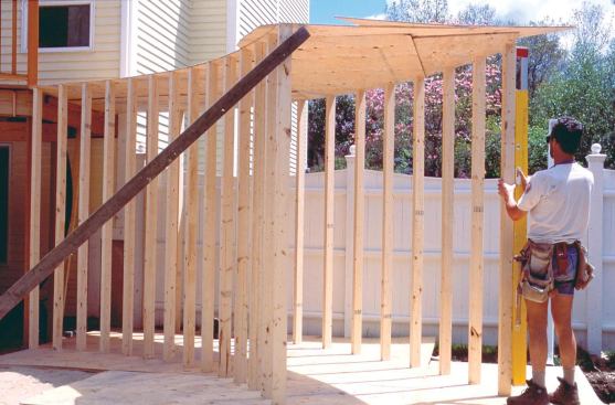 Once built, the form is plumbed and securely braced.