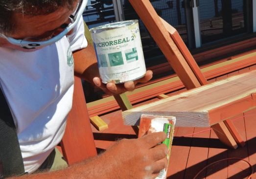 Anchorseal Green Wood Sealer is typically used on freshly sawn logs, but it works well to seal the end grain of dimensional lumber made from redwood, cedar, fir, and tropical hardwoods.