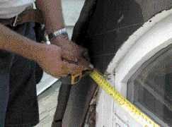 A horizontal measurement across the width allow the template pieces to be realigned on the ground.