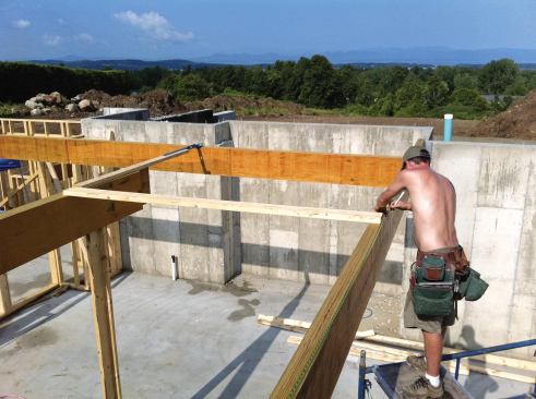 The LVL beams that support the first-floor framing are included in the JobPack package, along with supporting columns, metal connectors, and even the dimensional lumber used to frame the supporting walls.