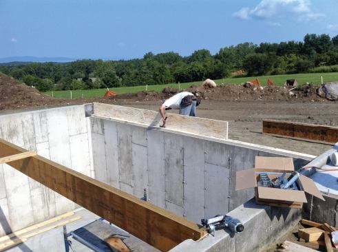 Joist layout is premarked on the LVL beams and LSL rim joists.