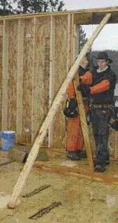 When he gets off, the brace springs back up and pushes the wall farther out than it needs to go.