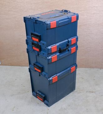 In concept, L-Boxxes are similar to Systainers: All L-Boxxes share the same footprint, can be stacked and locked together.