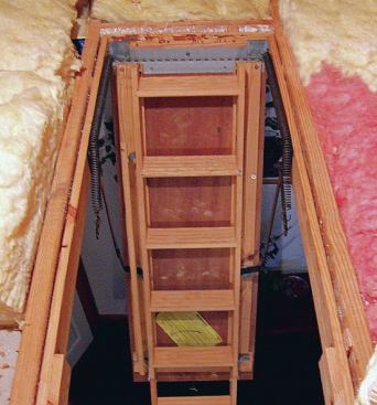 An attic pull-down stair, all 10 square feet worth, doesn’t seem like much area. But in a 1,000-square-foot attic insulated to R-38, that 1% increase in area can result in a 27% decrease in the ceiling insulation R-value. 