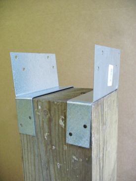 The USP PB66-6, a two-piece connector for beams that are narrower than the post width, is designed for new construction.