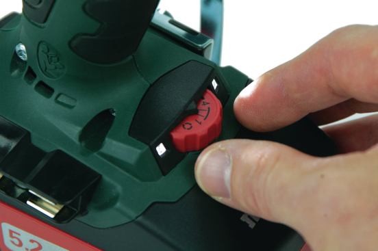 Instead of mechanically slipping like friction clutches, the electronic clutches on the Festool and the Metabo (shown here) shut off the motor at a set level of resistance. Motor speed is modulated so rpm falls as the clutch setting is lowered—making it easier for the tool to deliver the exact amount of torque.