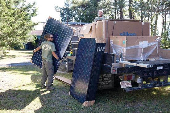 At about 65 inches by 40 inches and 42 pounds, individual modules are easily handled by one worker.