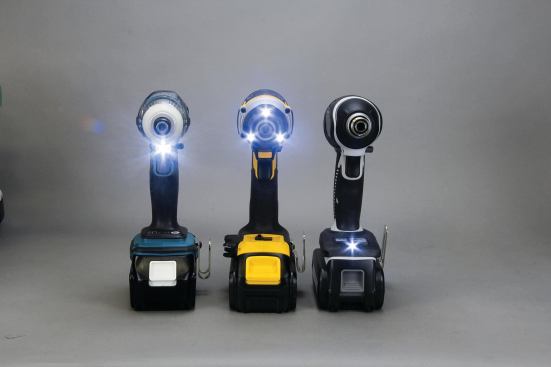 Most impact drivers have a single LED light — usually above the trigger, but sometimes on the base. A couple of models have an array of three or four lights around the nose. 
