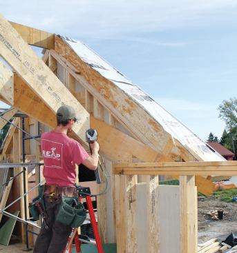 Since beveled valley rafters aren’t a JobPack option, the author got these LVLs from his local lumberyard.