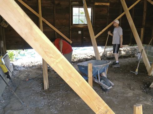 With the gable-end walls done, the existing rear wall could be readied for formwork.