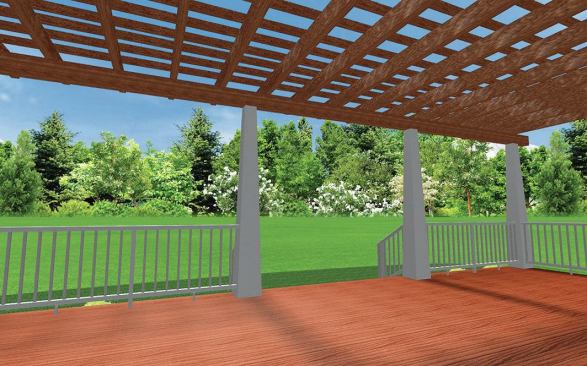 CAD-generated 3D renderings showing the pergola from different directions helped the client visualize it.
