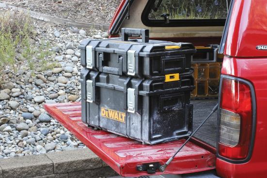 The design philosophy behind DeWalt's ToughSystem boxes is different from the one that inspired Festool's and Bosch's boxes.