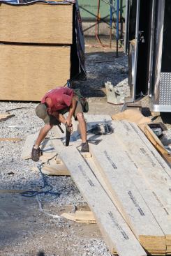 Some of the common rafters also had to be cut on site from stock material.