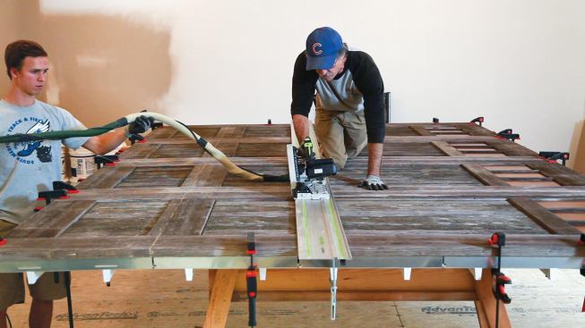 The author cut through the carriage doors using a track-mounted saw for accuracy.