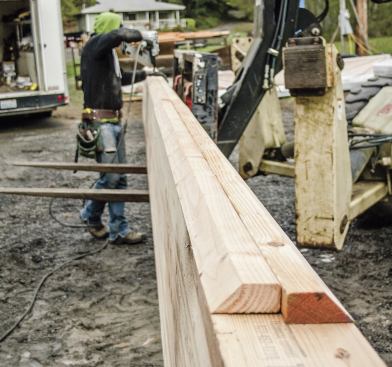 Sometimes we use the same type of beveled strip when the rafters are set on top of the ridge.