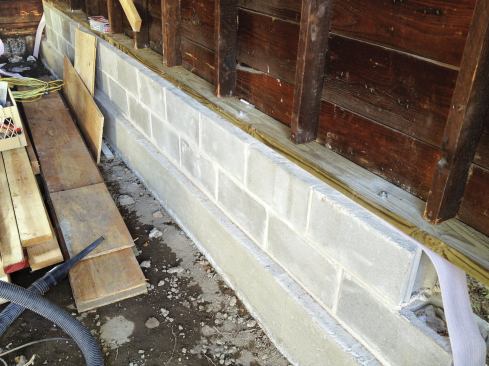Tolerances were close — in a few places the mudsill had to be sledge-hammered into place.